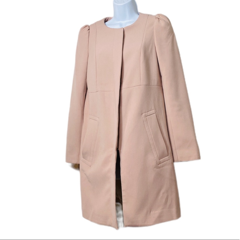 H&M Blush Pink Gathered Shoulder Lightweight Jacket Size 6 - Picture 2 of 9